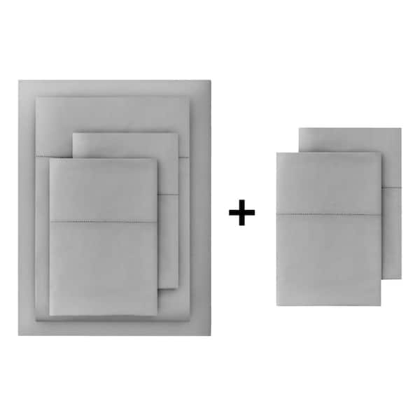 Home Decorators Collection 500 Thread Count Egyptian Cotton Sateen Stone Gray 6-Piece King Sheet Set