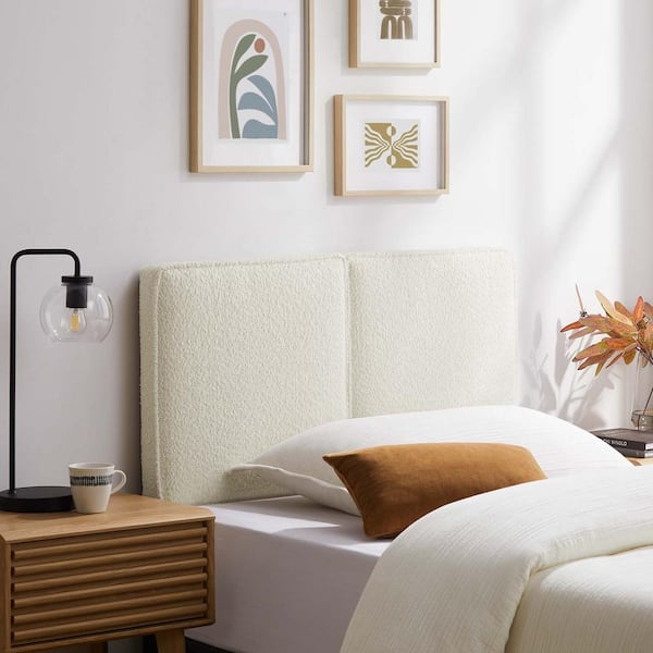 MODWAY Lindee Boucle Fabric Twin Headboard in Cream