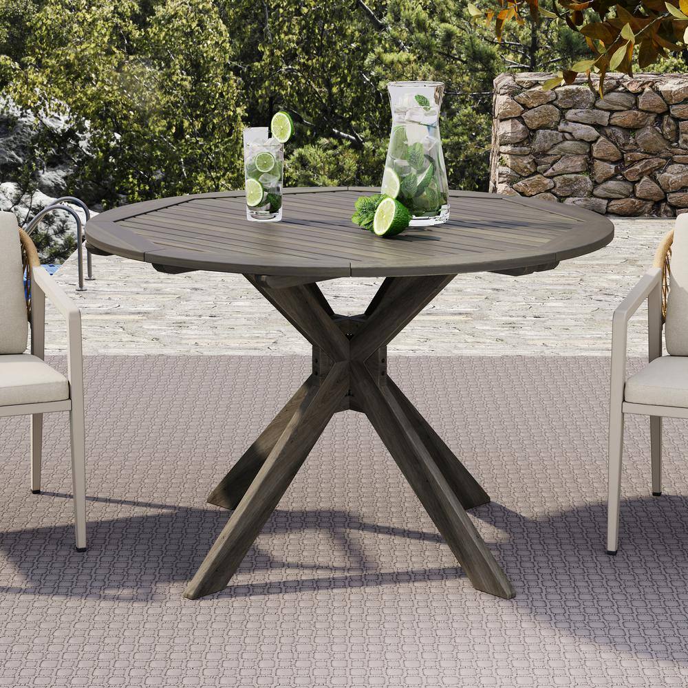 Grey wood outdoor dining table discount