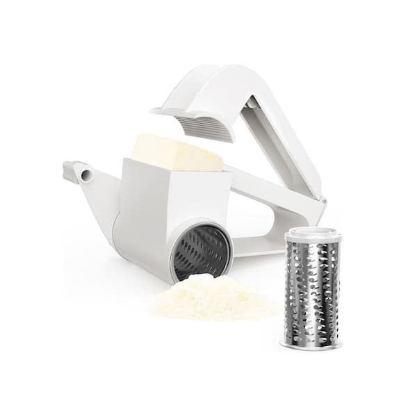 Rotary Series White Cheese Grater with Handle for Vegetables Chocolate Nuts Easy Cleaning Durable Stainless Steel