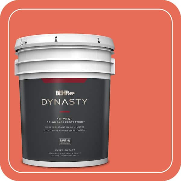 BEHR DYNASTY 5 gal. #190B-6 Wet Coral Flat Exterior Stain-Blocking Paint & Primer