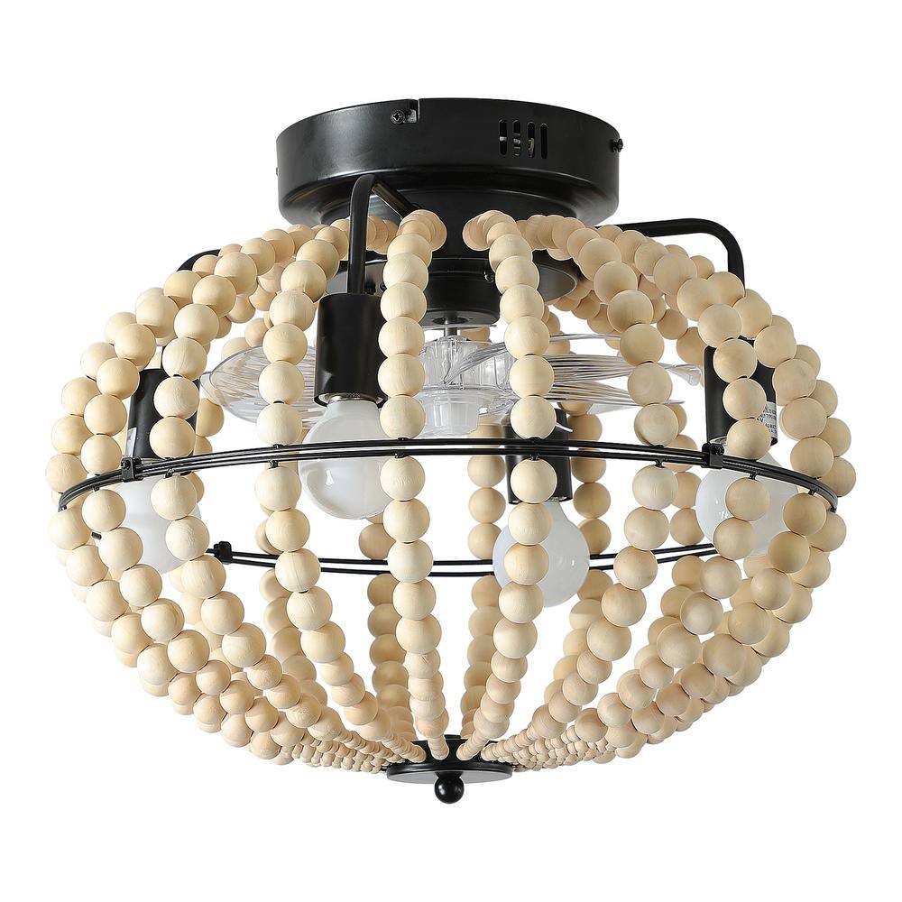 Apollo 18 in. Modern Beaded Indoor Oak White Ceiling Fan with 4 E26 bulbs (no bulbs) price history on PriceWatchPro