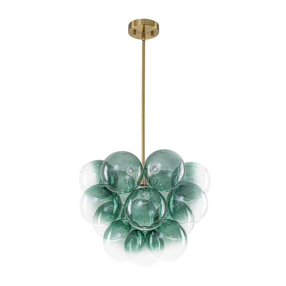 Oris 1-Light 17.7-in W Brass Gradient Green Bubble Glass Chandelier for Dining Room and Entryway price history on PriceWatchPro