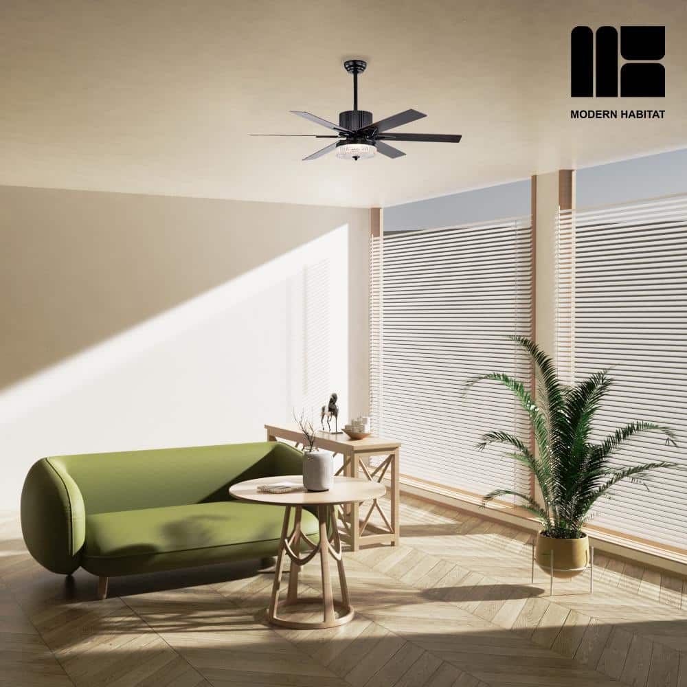 Matte Black 52'' Ceiling Fan with LED Light and Remote