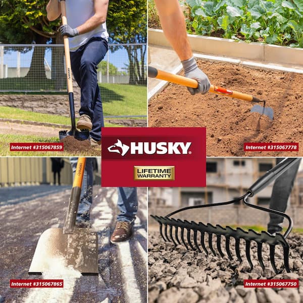 Husky 47 in. L Wood Handle Carbon Steel Digging Shovel with Grip
