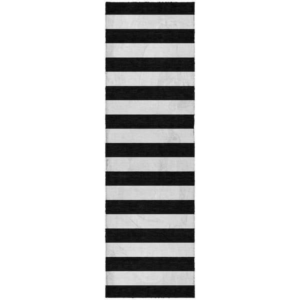Dream Shag Premium Machine Washable Abstract ADS528 Black 2 ft. x 7 ft. Runner Rug