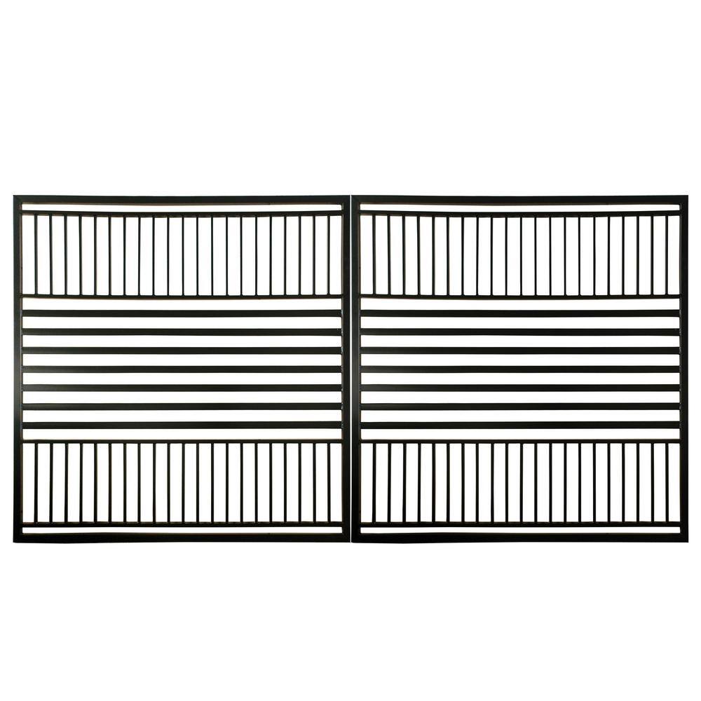 Barcelona Style Black Steel Dual Swing Driveway Gate 18 x 6 feet