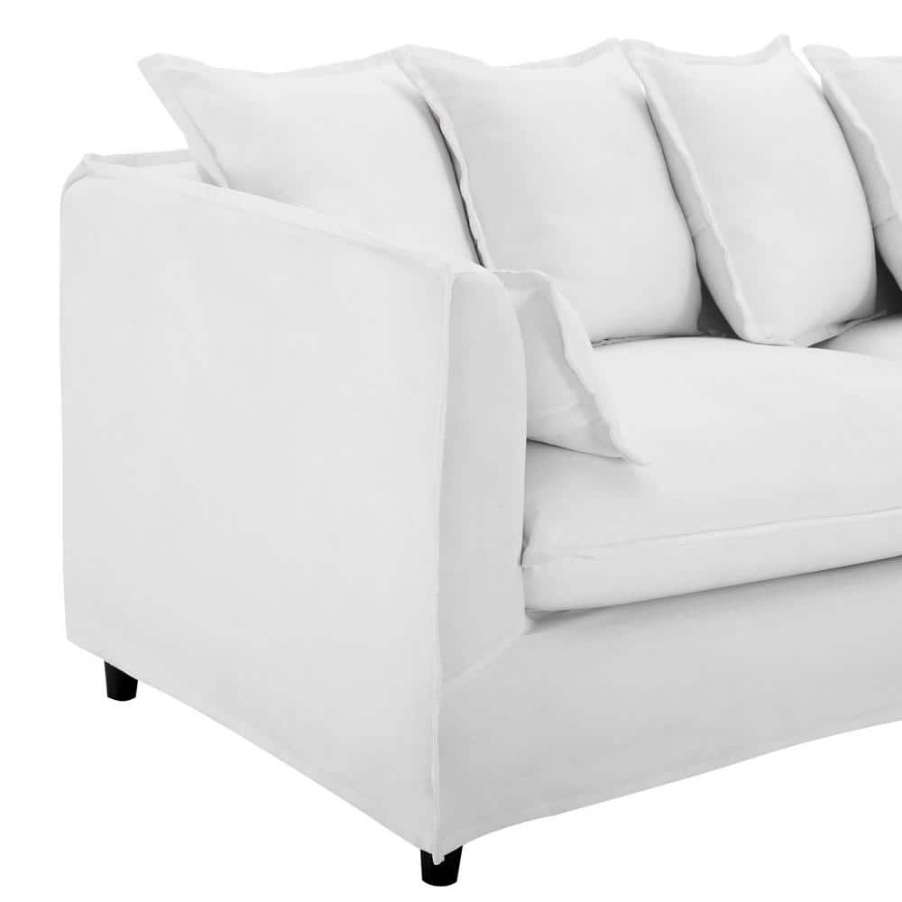 Avalon 75" White Slipcover Fabric Sofa with Dense Foam Padding