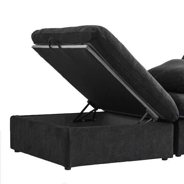 Magic Home Convertible L Shape 118 in. Square Arm Linen 3-Seater
