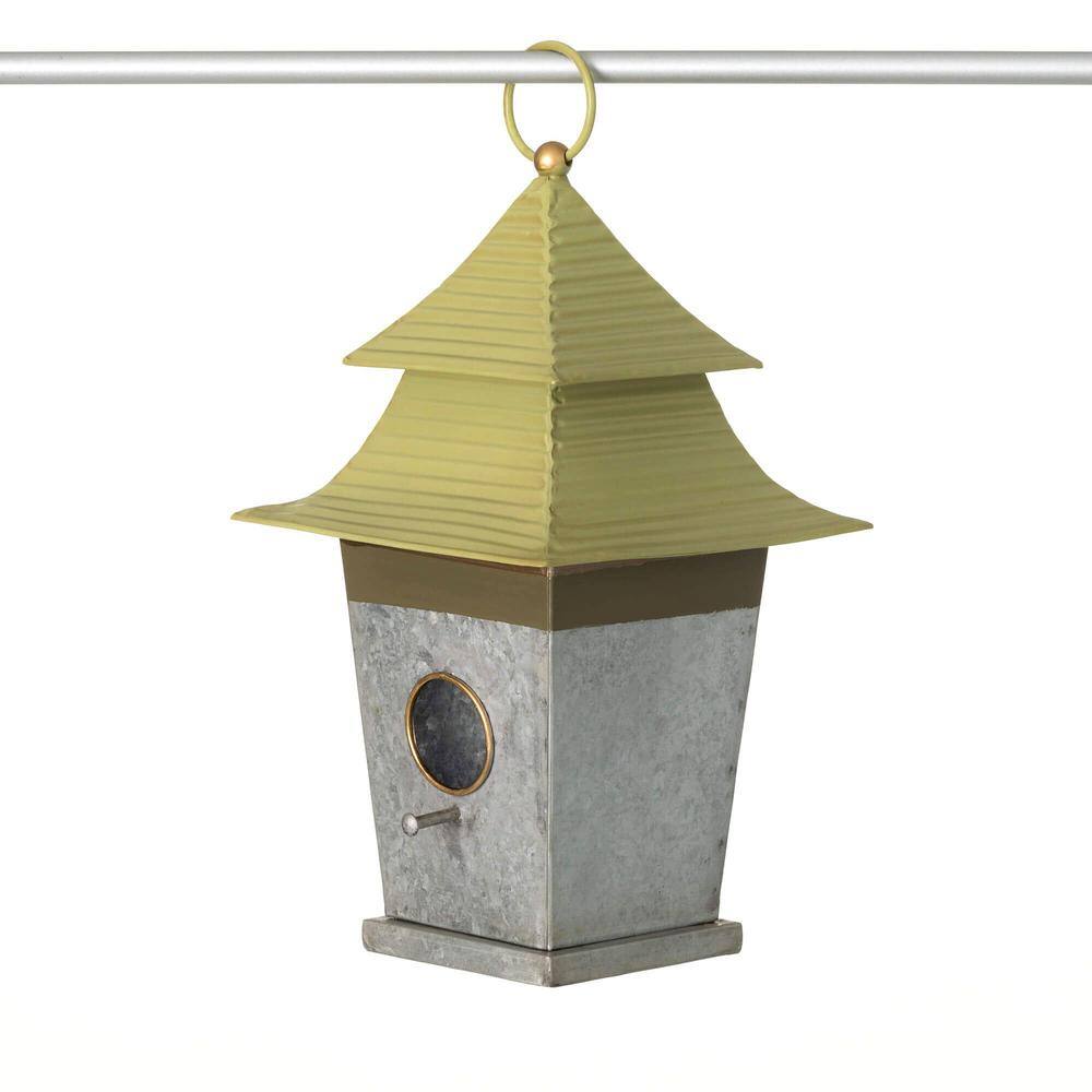 SULLIVANS 12.25 in. Olive Tiered Roof Birdhouse, Metal MET2240 The