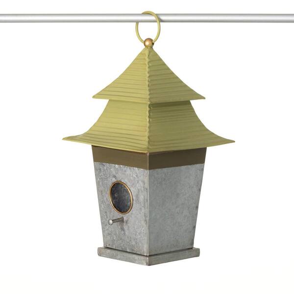 SULLIVANS 12.25 in. Olive Tiered Roof Birdhouse Metal MET2240