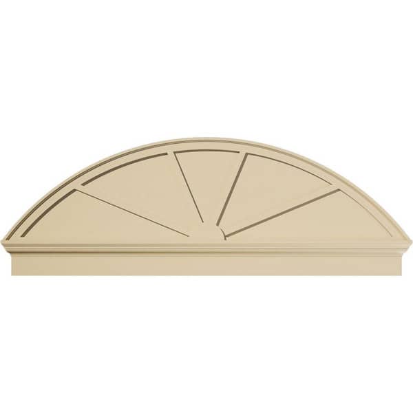 Ekena Millwork 66 in. W x 23-3/8 in. H x 2-3/4 in. P Segment Arch 4 Spoke Signature Urethane Combination Pediment, Primed Tan