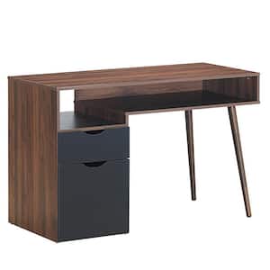 47 in. Rectangular Brown 1-Drawer Computer Desk with a Cabinet