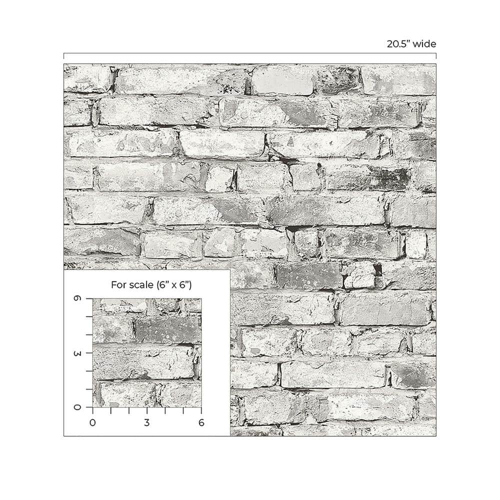 Shadow Gray Vinyl Brick Peel and Stick Wallpaper