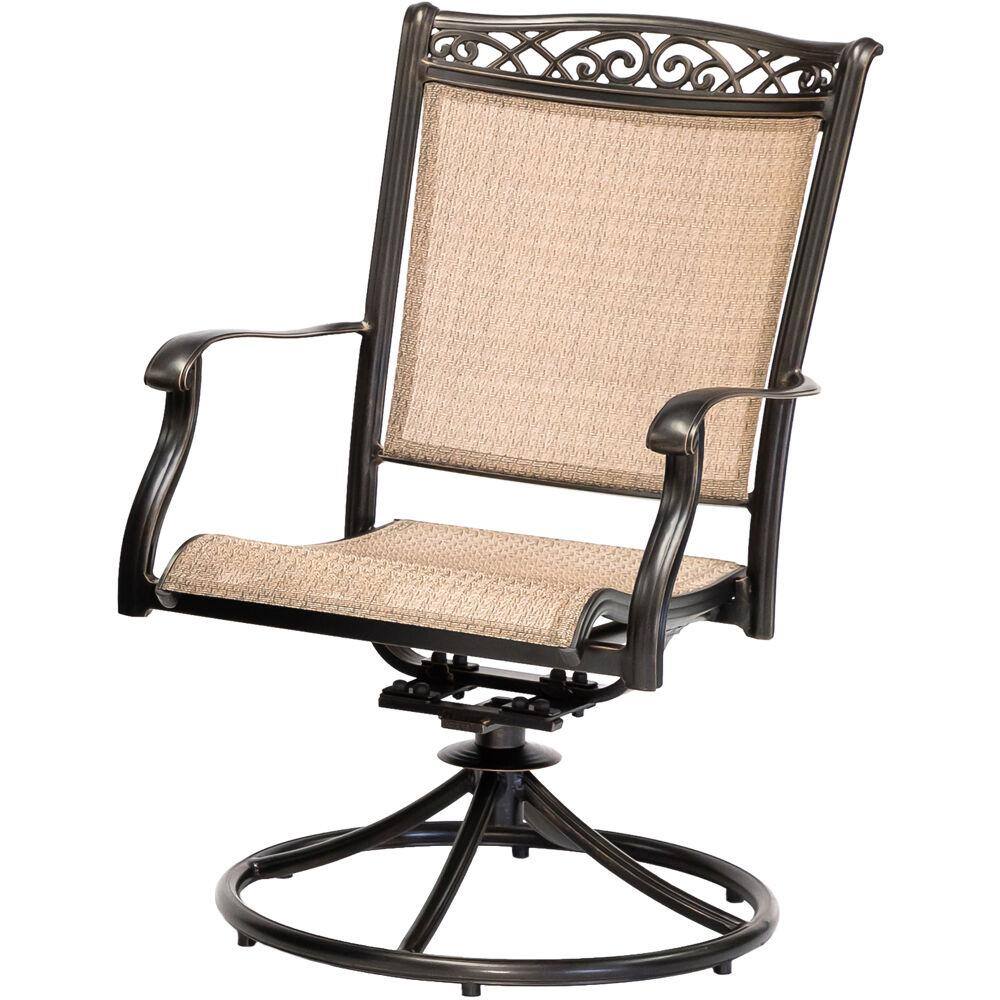 Golden-Bronze 3-Piece Bistro Set with Swivel Rockers and Cast-Top Table
