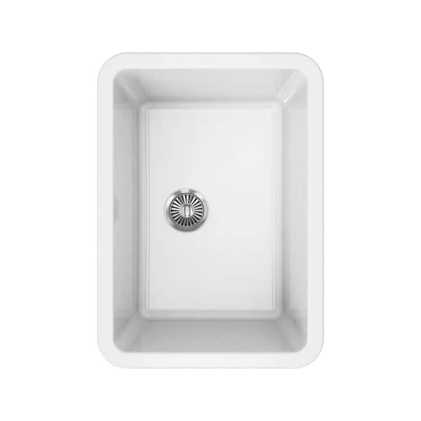 La Toscana White Fireclay 30 in. Single Bowl Dual Mount Kitchen Sink