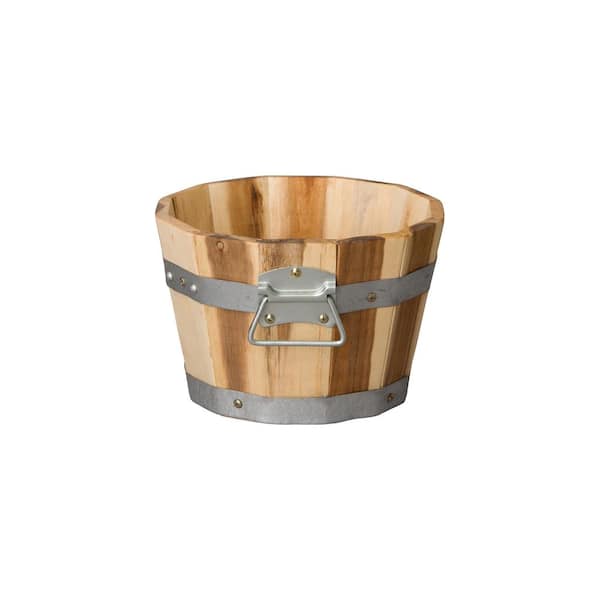 Emissary 10 in. D x 7 in. H Natural Wood Round Planter with Drainage Hole
