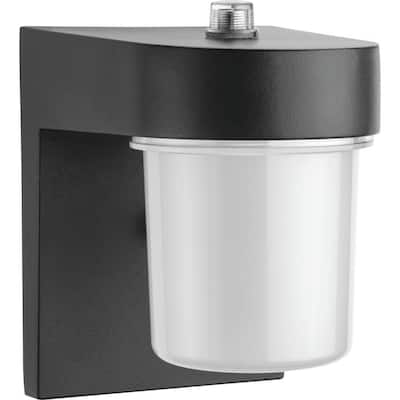 OSC 1-Light Black Outdoor Integrated LED Wall Lantern Sconce with Dusk to Dawn Photocell