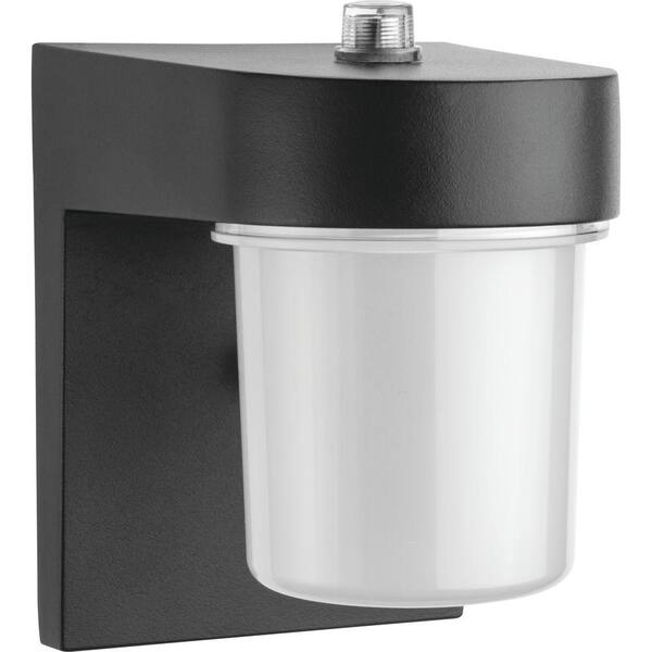 Lithonia Lighting OSC 1-Light Black Outdoor Integrated LED Wall Lantern Sconce with Dusk to Dawn Photocell