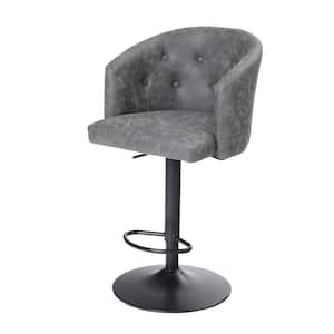 46.06 in. Gray Adjustable Counter Height Swivel Bar Stool with Backrest and Footrest