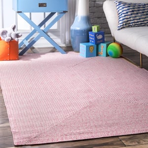 Lefebvre Casual Braided Pink Doormat 3 ft. x 5 ft. Indoor/Outdoor Patio Area Rug