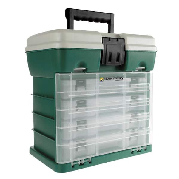 Storage Tool Box-Durable Organiser Utility Box-4 Drawers, 19 Compartments Each for Camping Supplies and Fishing Tackle by Wakeman Outdoors