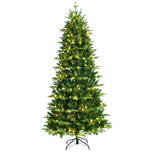 8 ft. Pre-Lit Artificial Christmas Tree, Hinged Lifelike Xmas Tree
