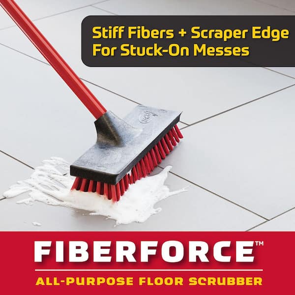 10.5 in. High Power Floor and Deck Scrub Brush with Steel Handle