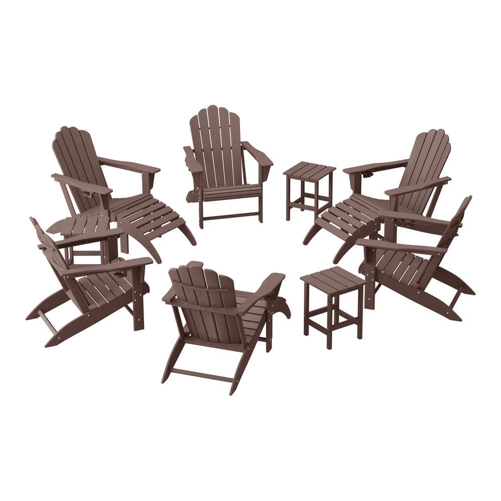 Aderson 12-Piece All Weather Fade Resistant Outdoor Patio Plastic Adirondack Chair Conversation Lounge Set in Dark Brown price history on PriceWatchPro