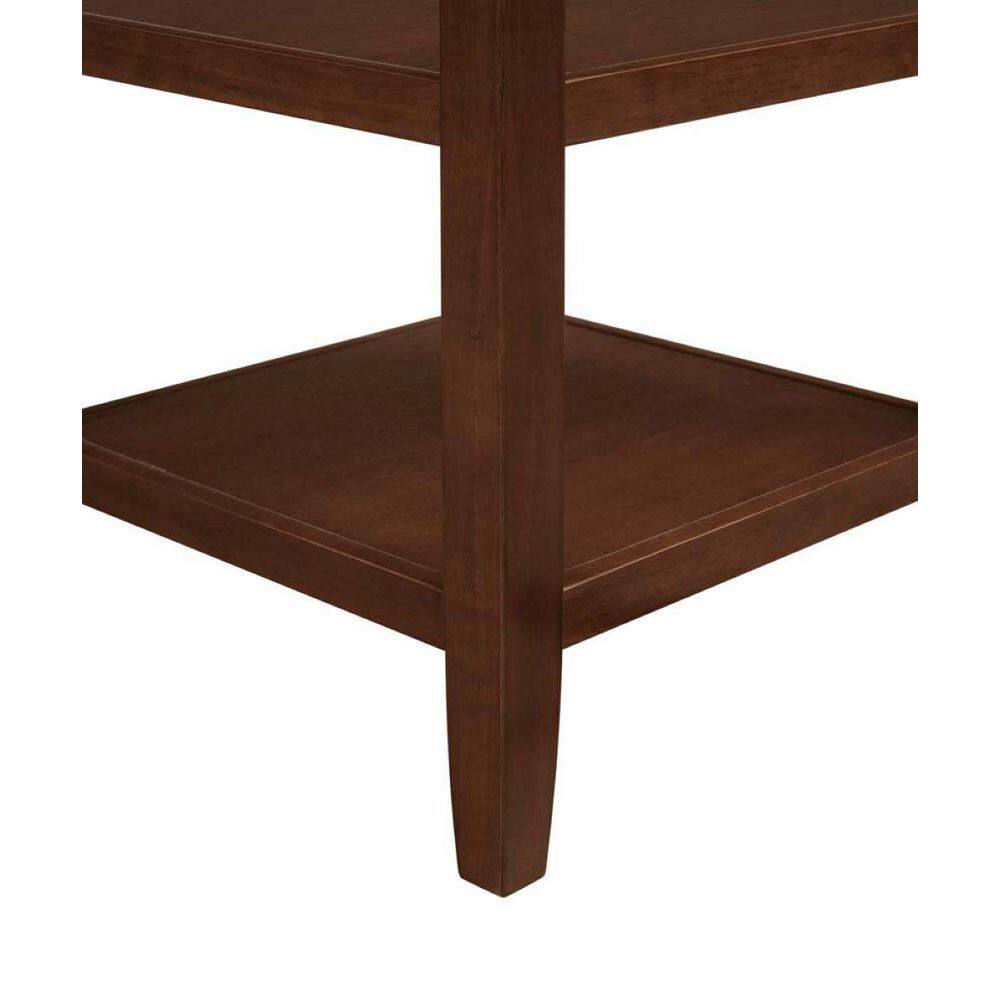 Espresso Wood Rectangular End Table with Shelves