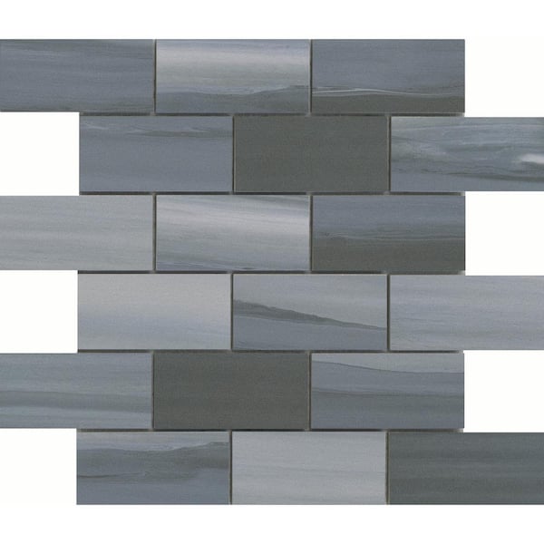 EMSER TILE Nova Blue 11.81 in. x 11.81 in. Brick Joint Matte Porcelain Mosaic Tile (0.969 sq. ft./Each, Sold in Case of 11 Pieces)