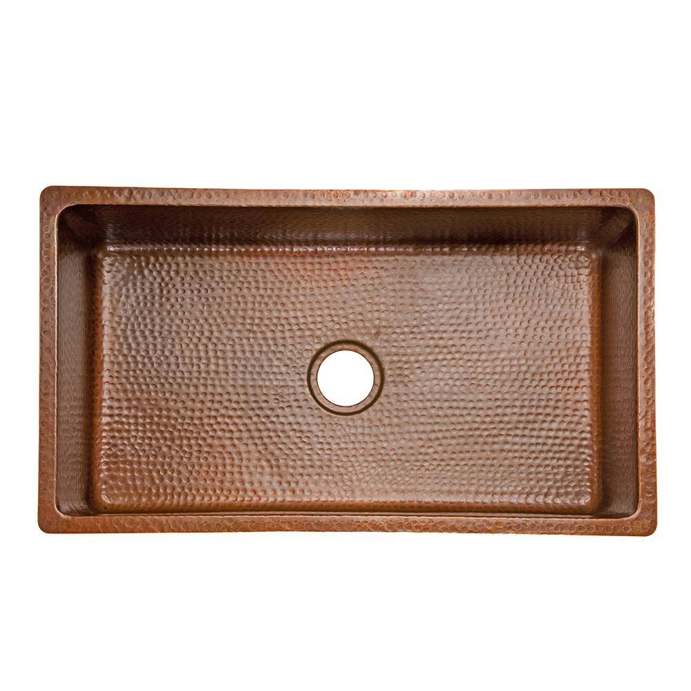 33" Hammered Antique Copper Farmhouse Drop-In Sink