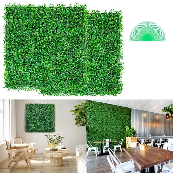 VEVOR 10 in. x 10 in. Artificial Boxwood Panels Boxwood Hedge Wall Mat Artificial Grass Backdrop Wall Privacy Hedge (12-Pcs )