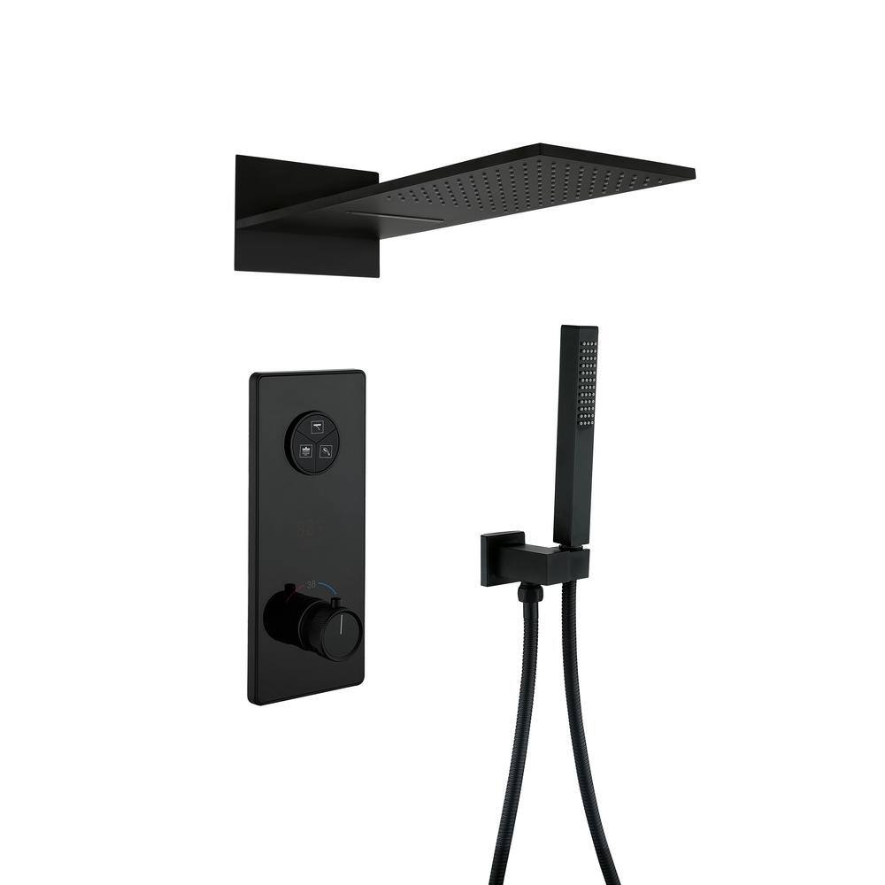 3-Spray Single Handle Digital Thermostatic Wall Mounting Fixed and Handheld Shower Head 1. 59GPM in Matte Black price history on PriceWatchPro
