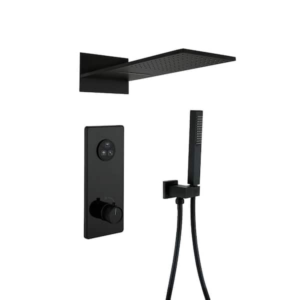 Modland 3-Spray 21 in. Single Shower Head Wall Mounting and Handheld Shower Head 1.8 GPM in Matte Black