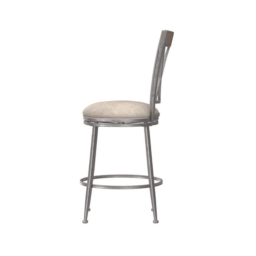 Aged Pewter Swivel Counter Stool with Sunbrella Fabric