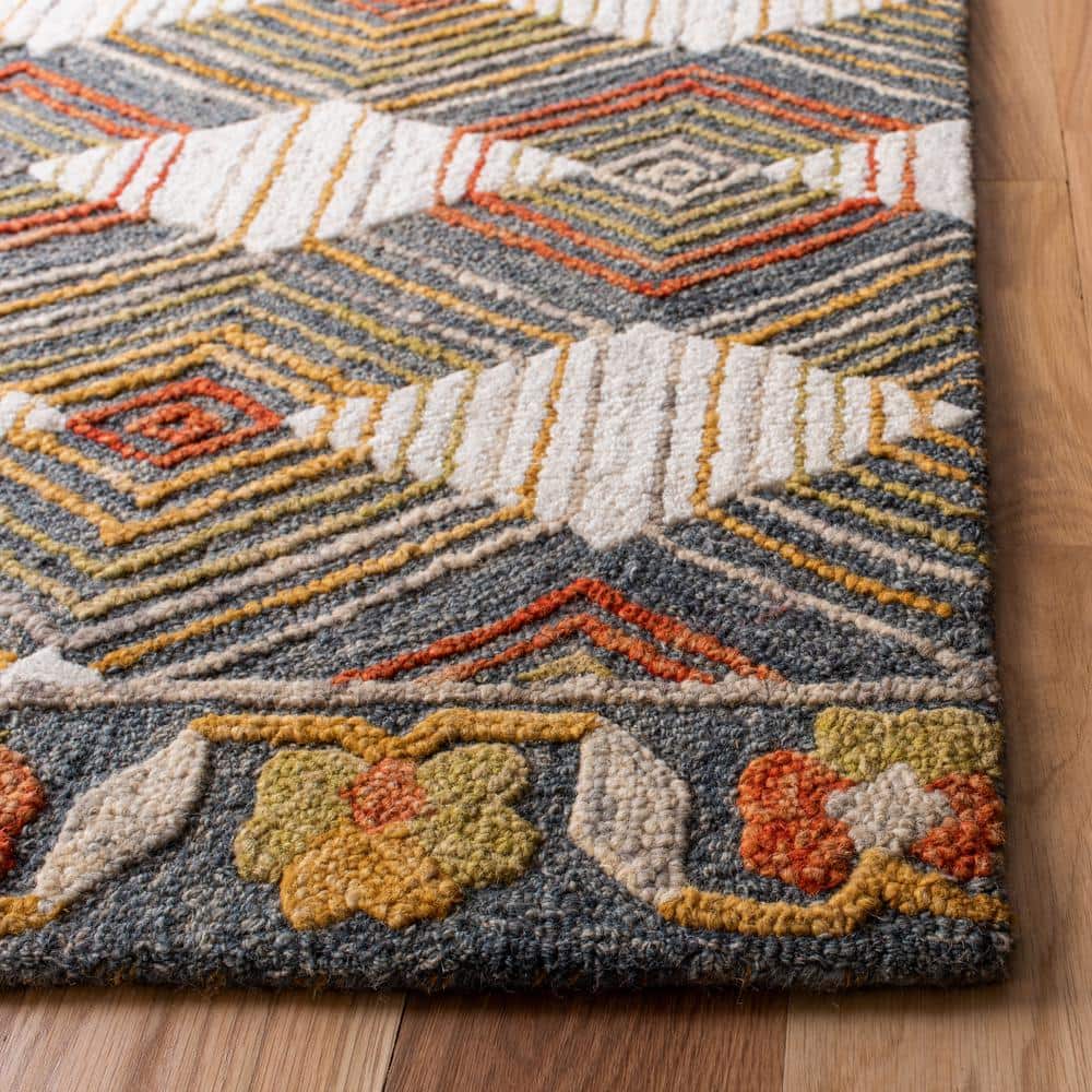 Handmade Blue and Ivory Wool Tufted 3' x 5' Area Rug