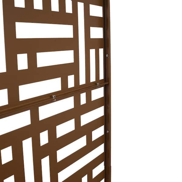 4 ft. x 6.3 ft. Brown Steel Outdoor Privacy Screen, Freestanding