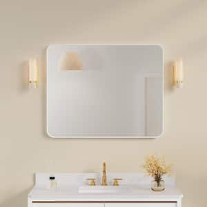 Bella 40 in. W. x 32 in. H Rectangular Aluminum Framed Wall-Mounted Bathroom Vanity Mirror in White