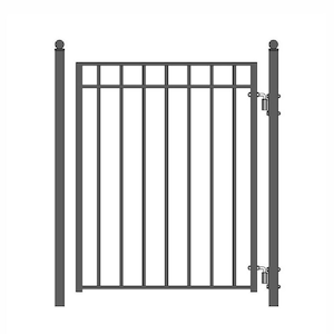 Madrid Style 4 ft. x 5 ft. Black Steel Pedestrian Fence Gate