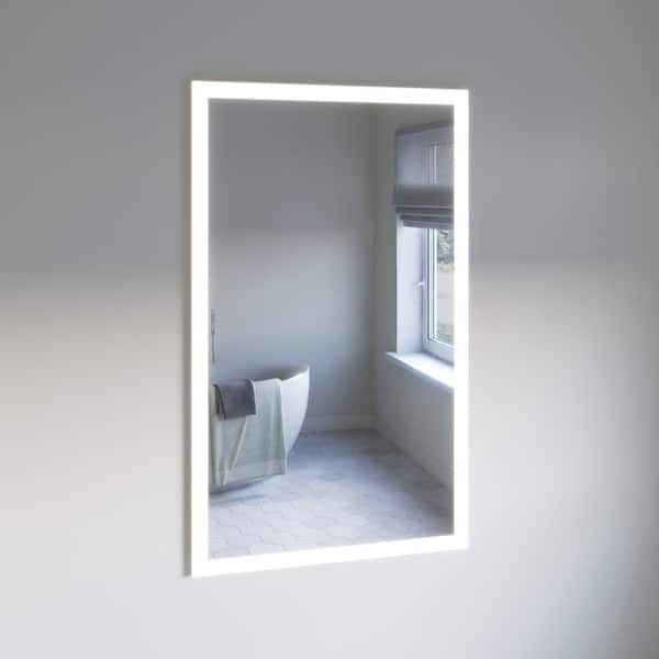 Angelo 36 in. W x 59 in. H Rectangular Frameless LED Light and Defogger Wall Mount Bathroom Vanity Mirror