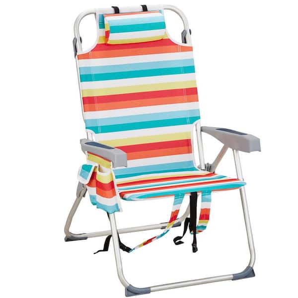 Rainbow Pattern Aluminum Folding Backpack Beach Chair