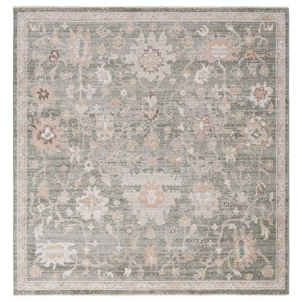 SAFAVIEH Hazel 6 ft. x 6 ft. Green/Beige Abstract Floral square Area Rug