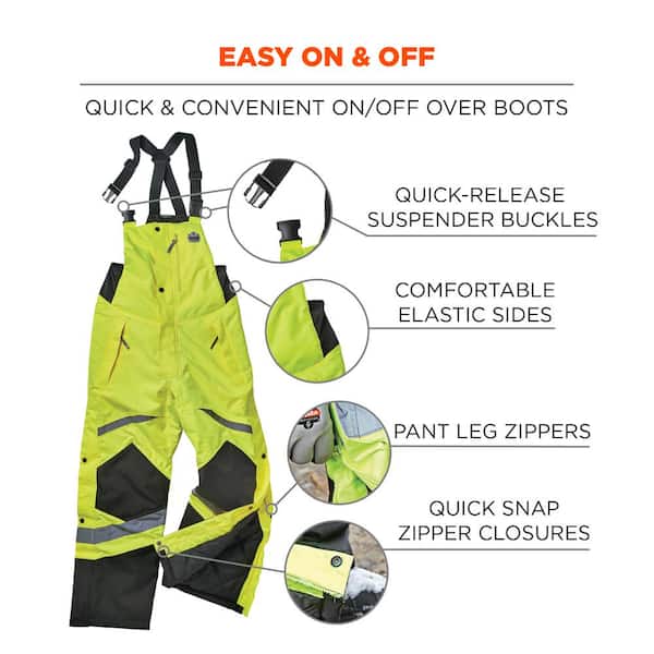 RefrigiWear High Visibility Hi Vis ANSI Class E, Insulated Softshell High  Bib Work Overalls (Lime, XX-Large)