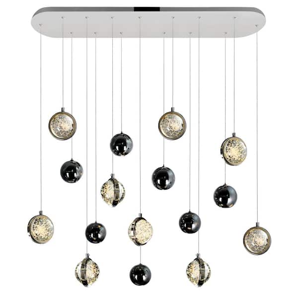 CWI Lighting Salvador 40 in LED Integrated Polished Nickel Chandelier