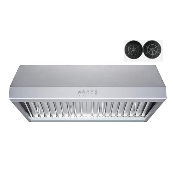 Winflo 30 in. 466 CFM Convertible Under Cabinet Range Hood in Stainless Steel with Baffle and Charcoal Filters