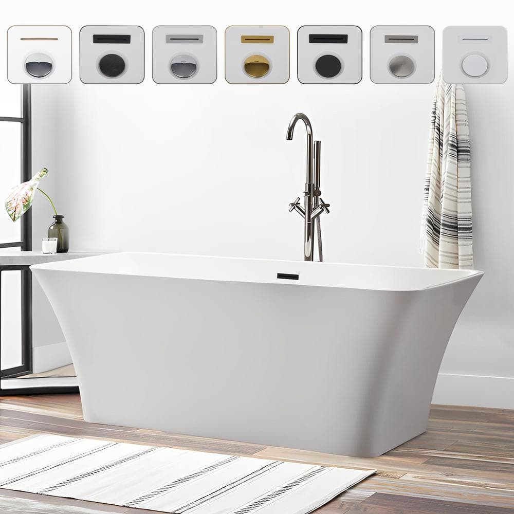 67'' White Acrylic Freestanding Soaking Bathtub