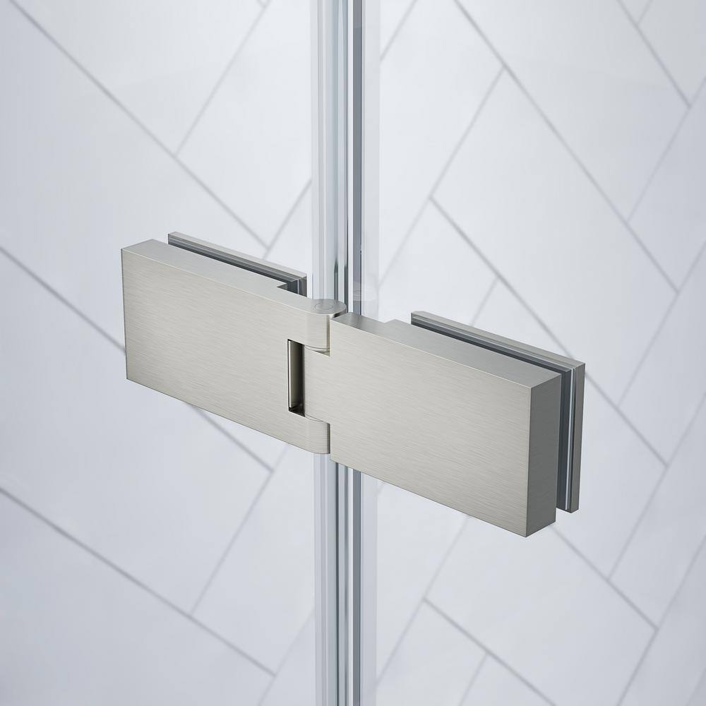 Tampa 74" Satin Nickel Frameless Corner Shower Enclosure with Glass Panels