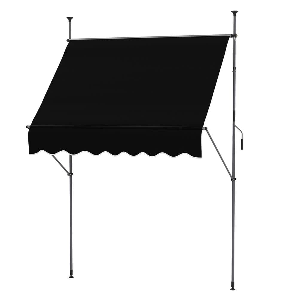 Outsunny 4 Ft Aluminum Frame Polyester Non Screw Freestanding Retractable Awning 7875 W X 47 4019