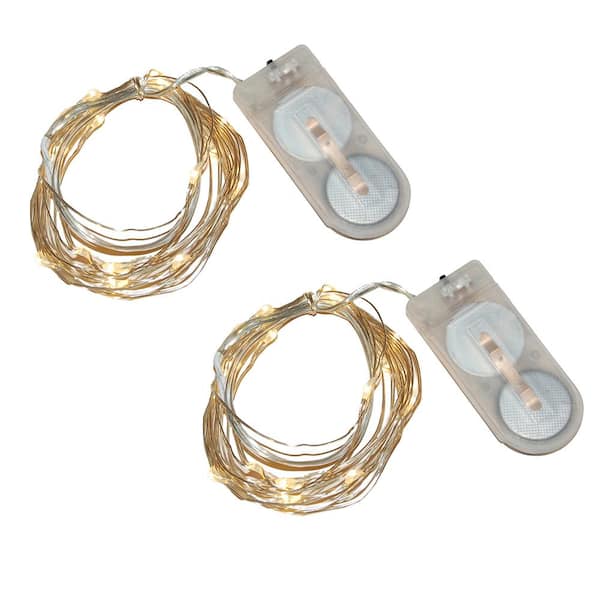 LUMABASE 40-Light Mini Battery Operated Waterproof String Lights in Warm White (2-Count)